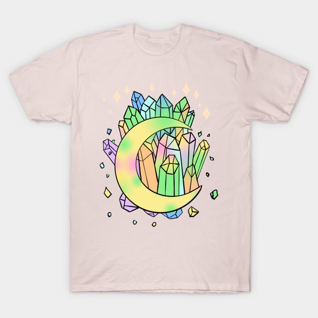 Pastel Goth Crystal Cluster Moon Kawaii Witchy T-Shirt by LunaElizabeth